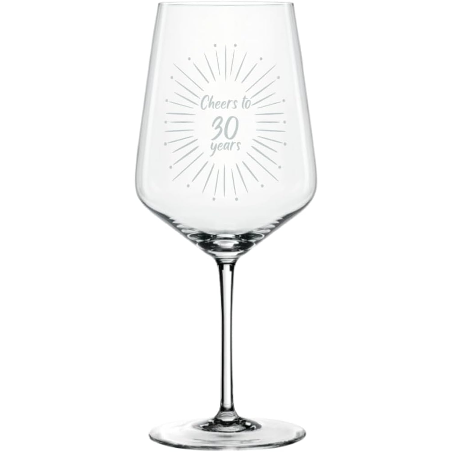 Cheers to 30 Years Engraved Wine Glass, an engraved gift from Engraved Gifts Company