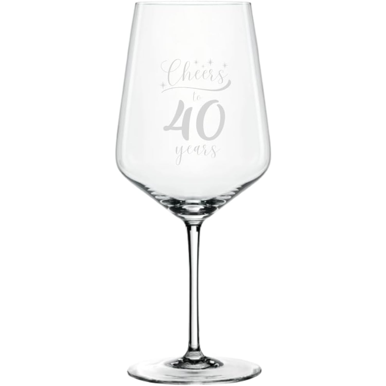 Cheers to 50 Years Engraved Wine Glass, detail view