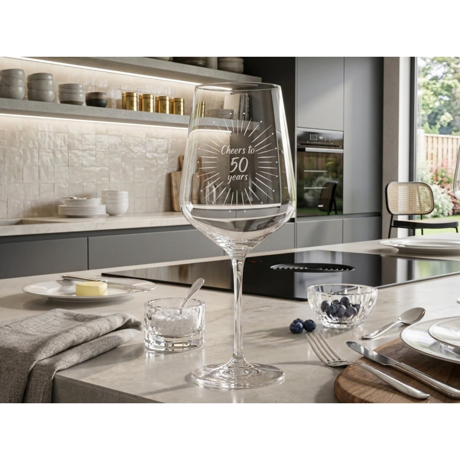Cheers to 50 Years Engraved Wine Glass