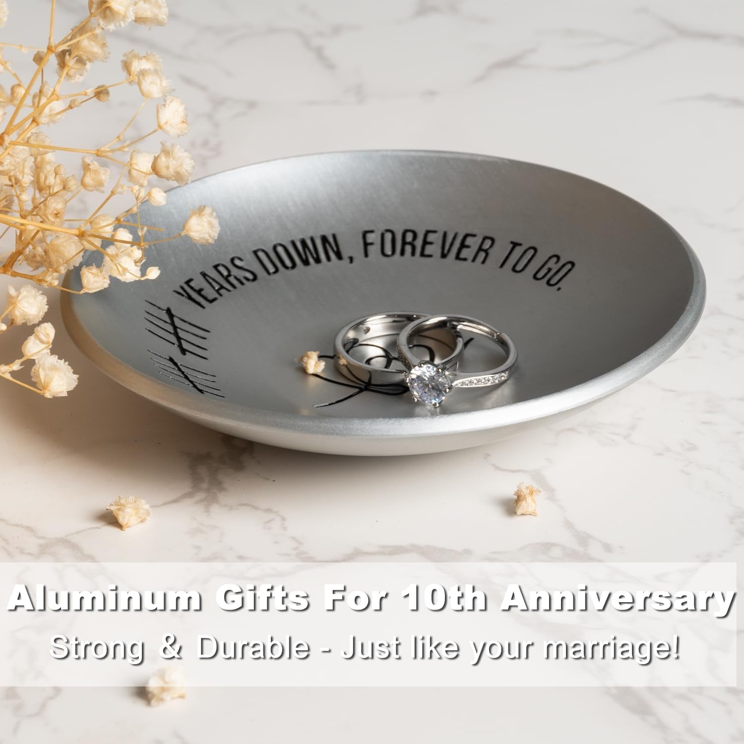 10th Anniversary Engraved Aluminium Ring Dish: image 5