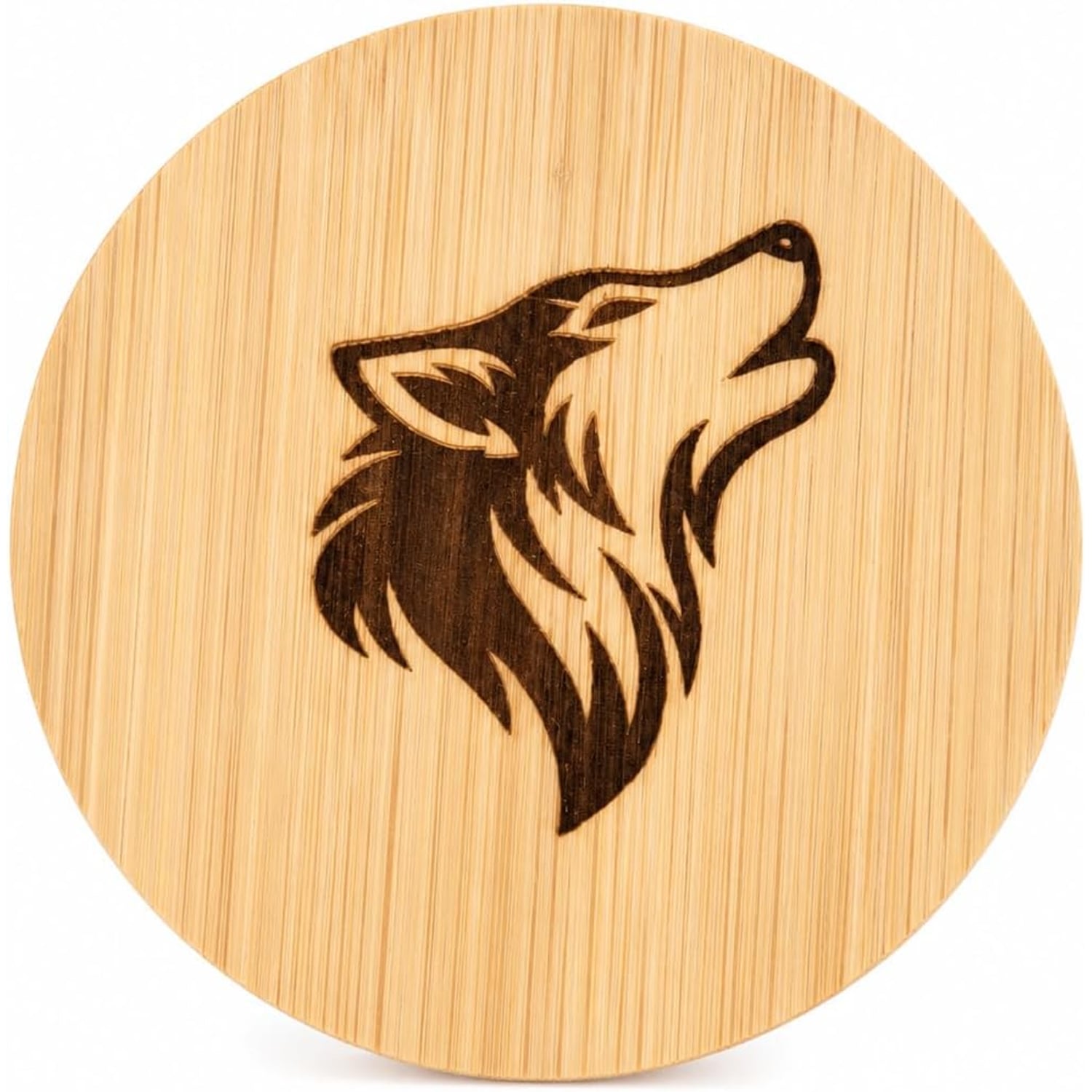 Wolf Engraved Wooden Bottle Opener with Magnetic Back