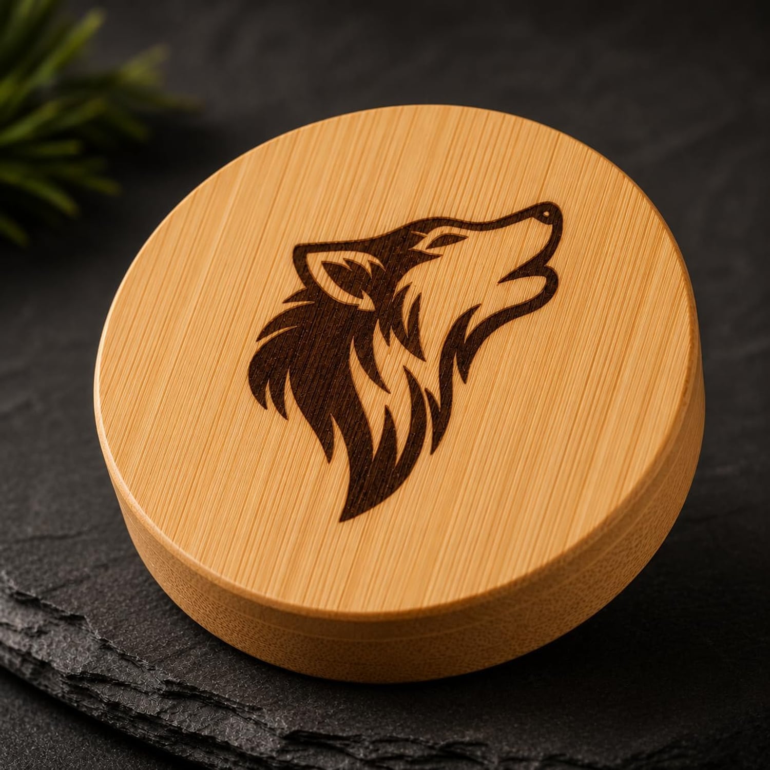 Wolf Engraved Wooden Bottle Opener with Magnetic Back