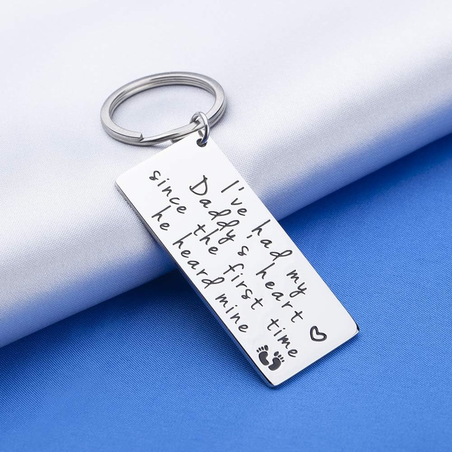 Dad Engraved Heart Keyring in Stainless Steel: image 8