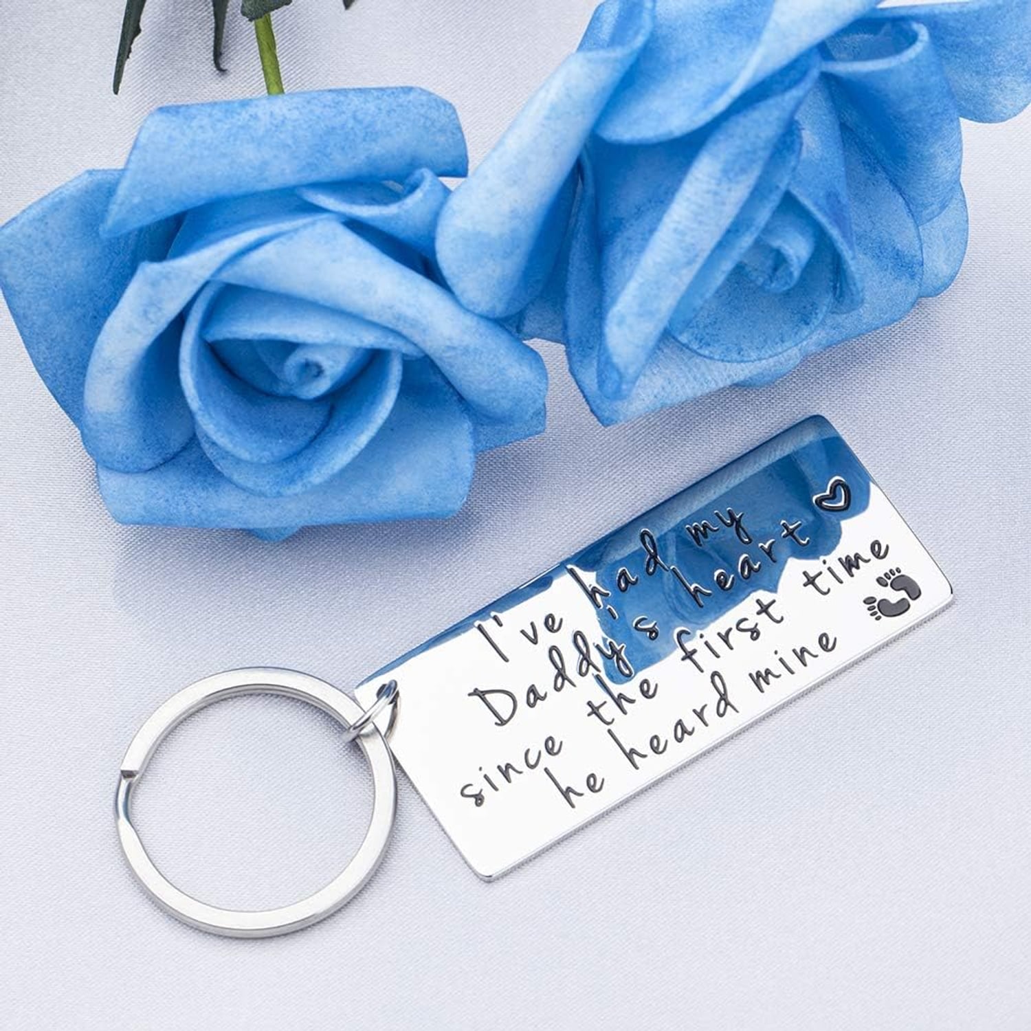 Dad Engraved Heart Keyring in Stainless Steel: image 9