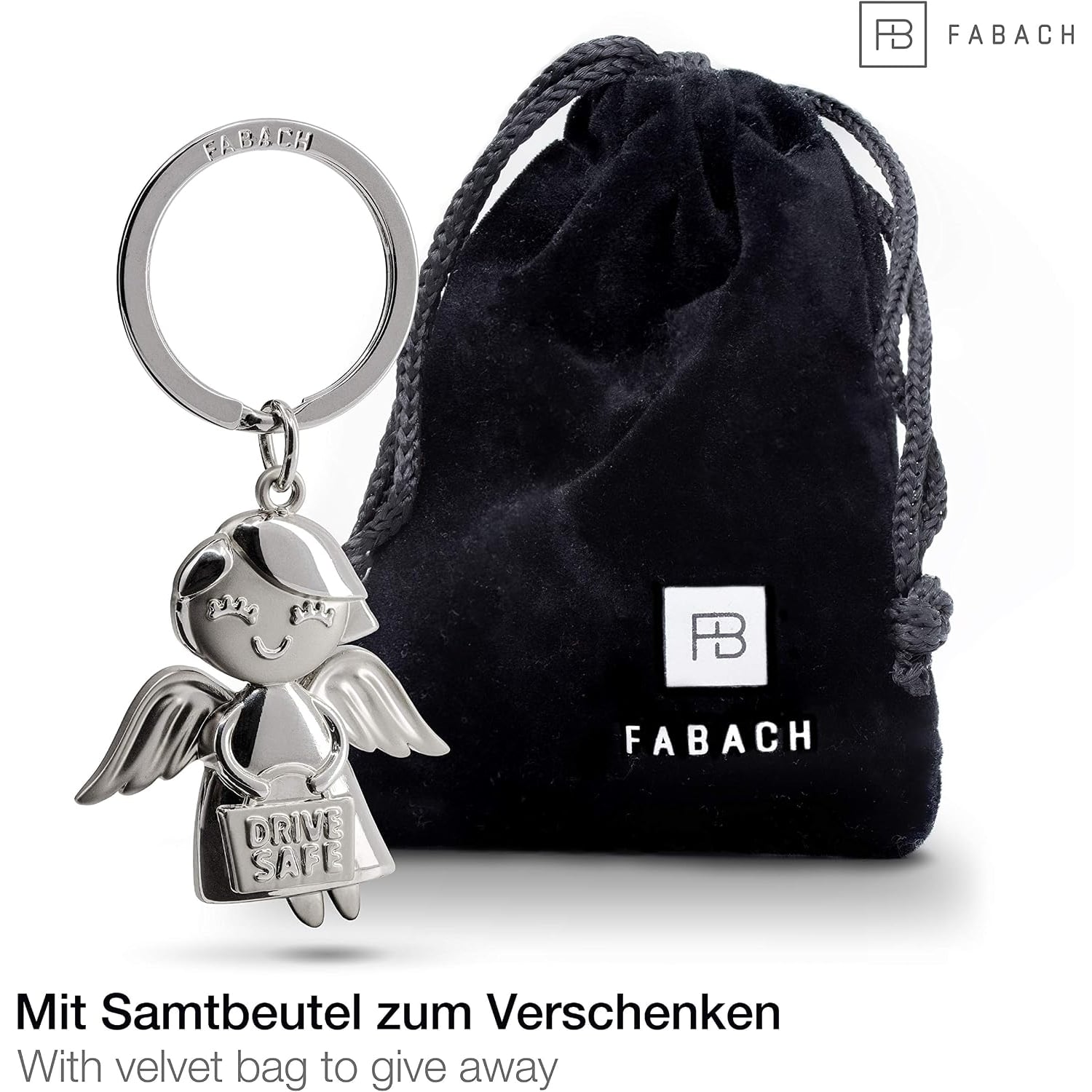 Drive Safe Angel Girl Engraved Keyring: image 2