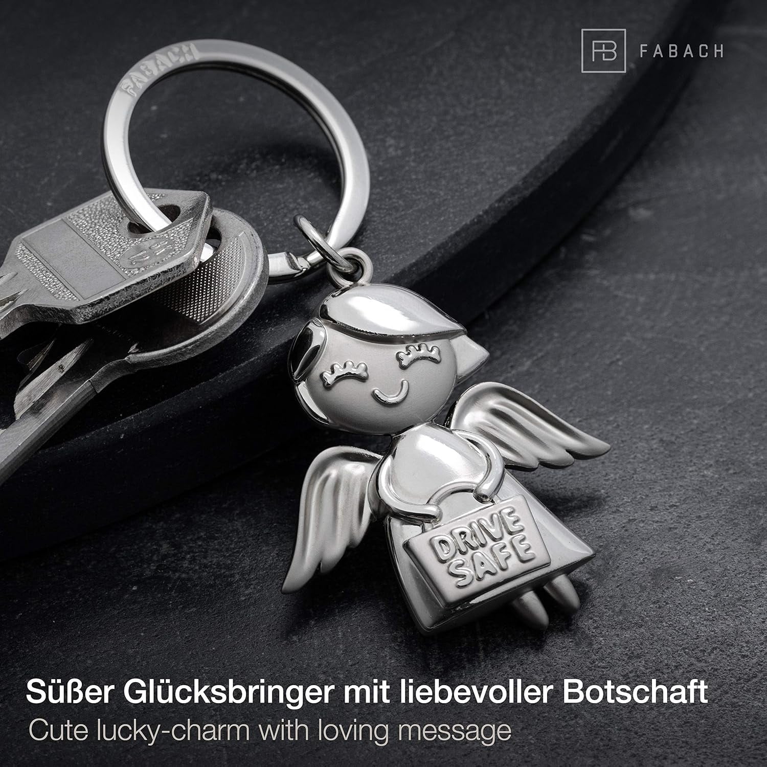 Drive Safe Angel Girl Engraved Keyring: image 4