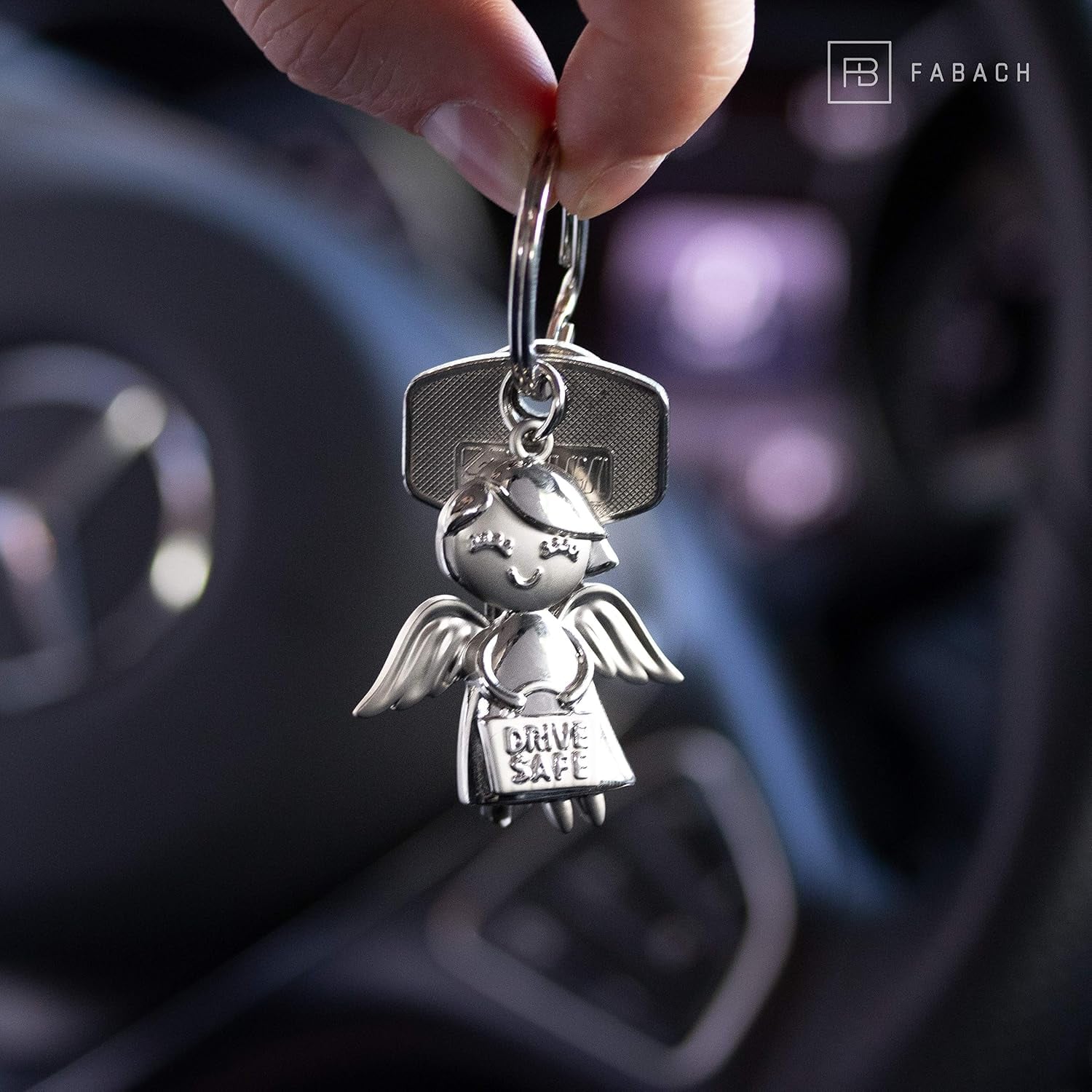 Drive Safe Angel Girl Engraved Keyring: image 5