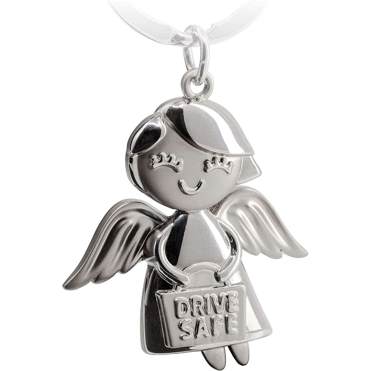 Drive Safe Angel Girl Engraved Keyring