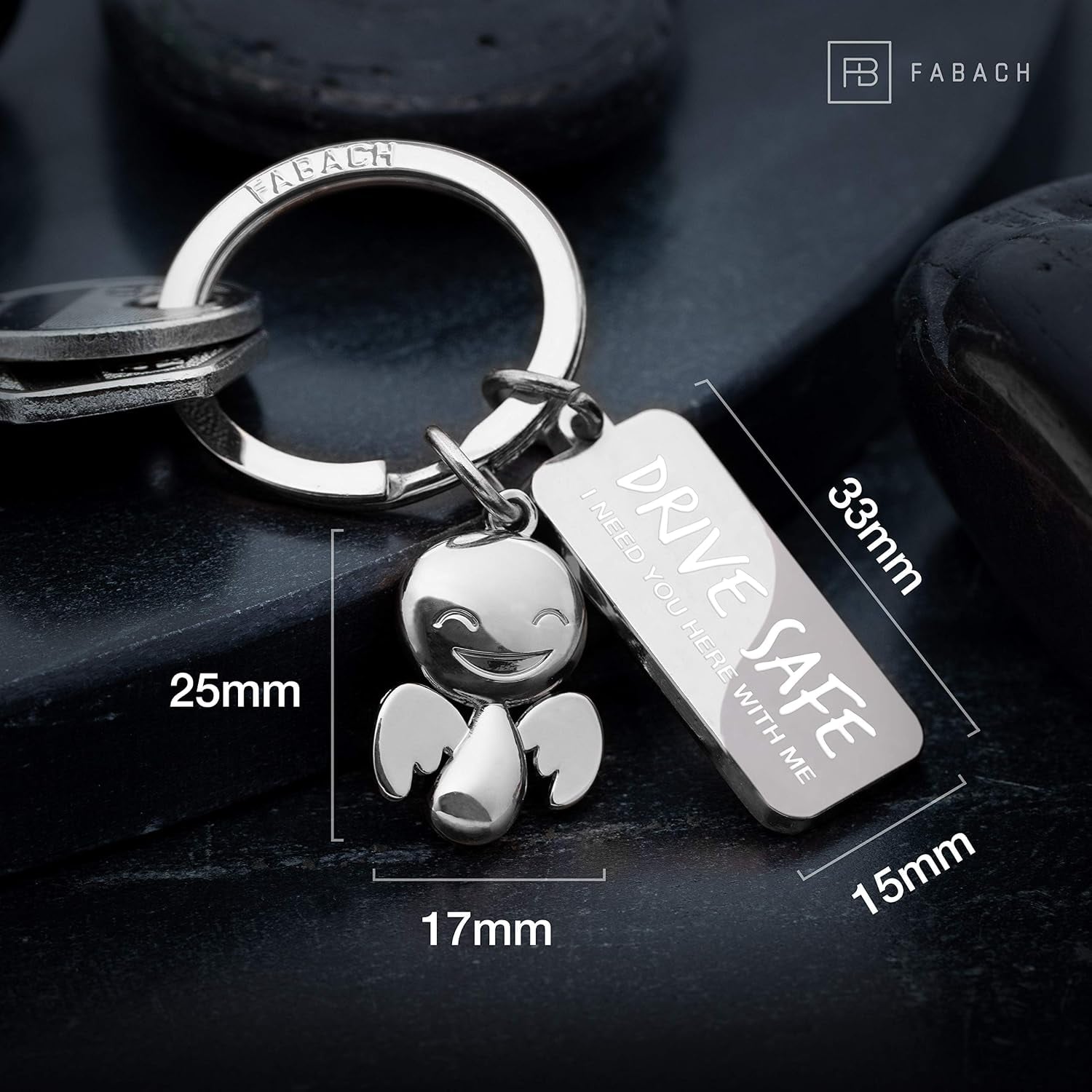 Drive Safe Guardian Angel Keyring with Engraved Tag