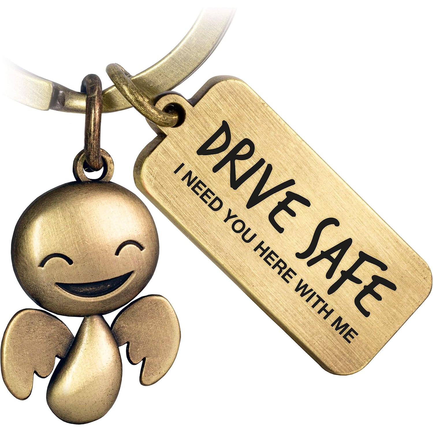 Drive Safe Guardian Angel Keyring with Engraved Tag