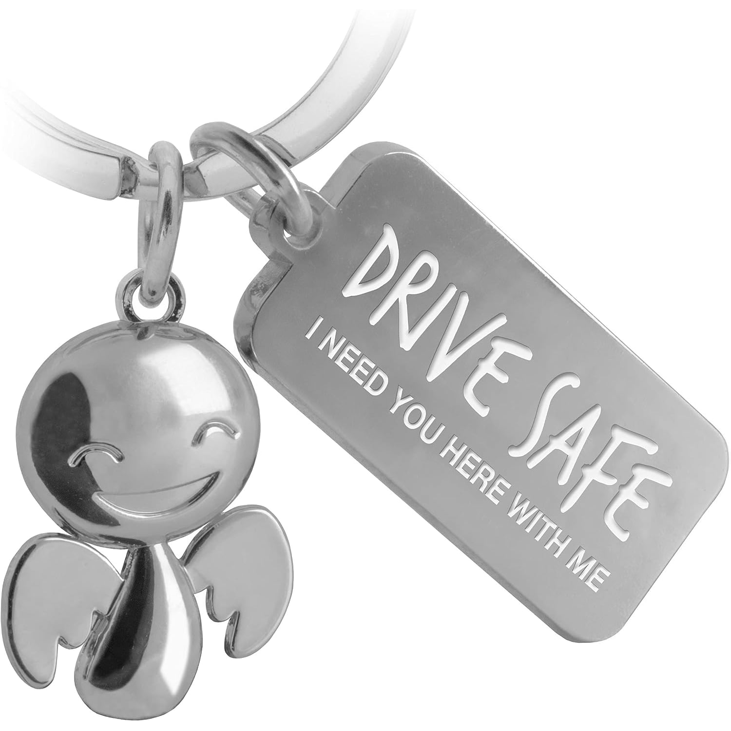 Drive Safe Guardian Angel Keyring with Engraved Tag