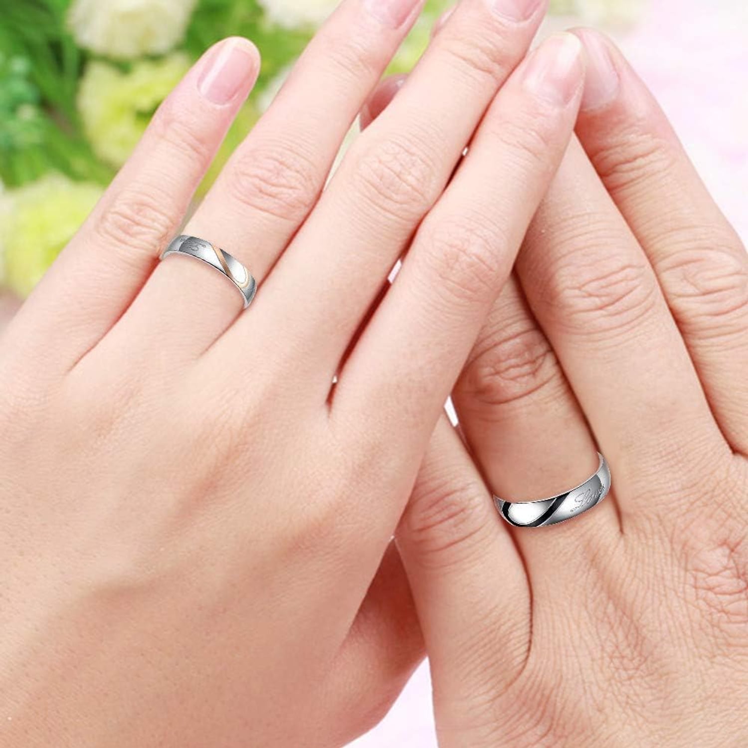 Engraved Couples Titanium Rings