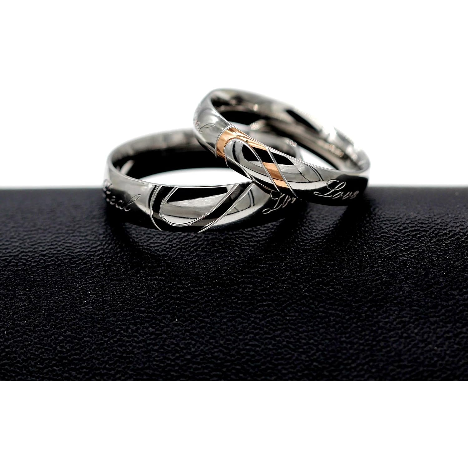 Engraved Couples Titanium Rings