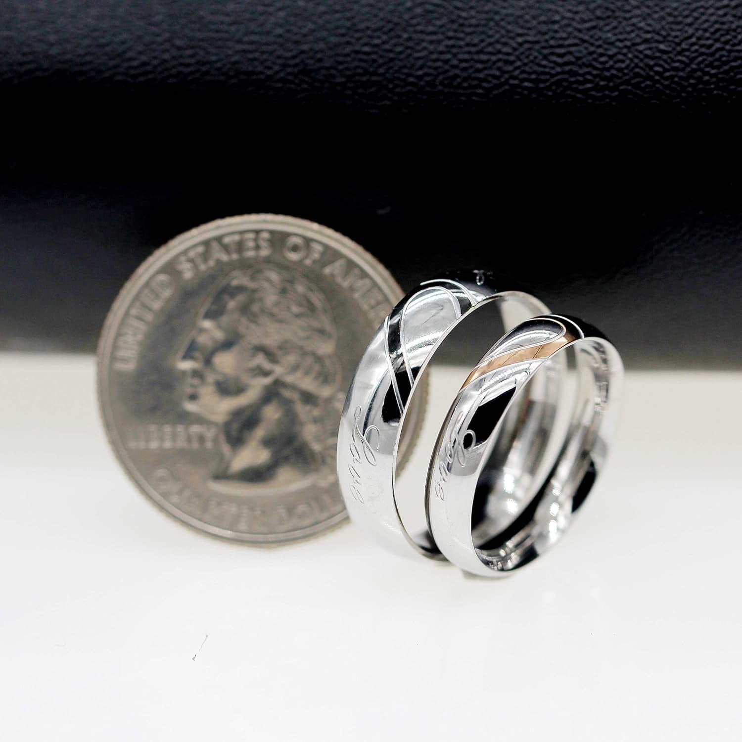 Engraved Couples Titanium Rings