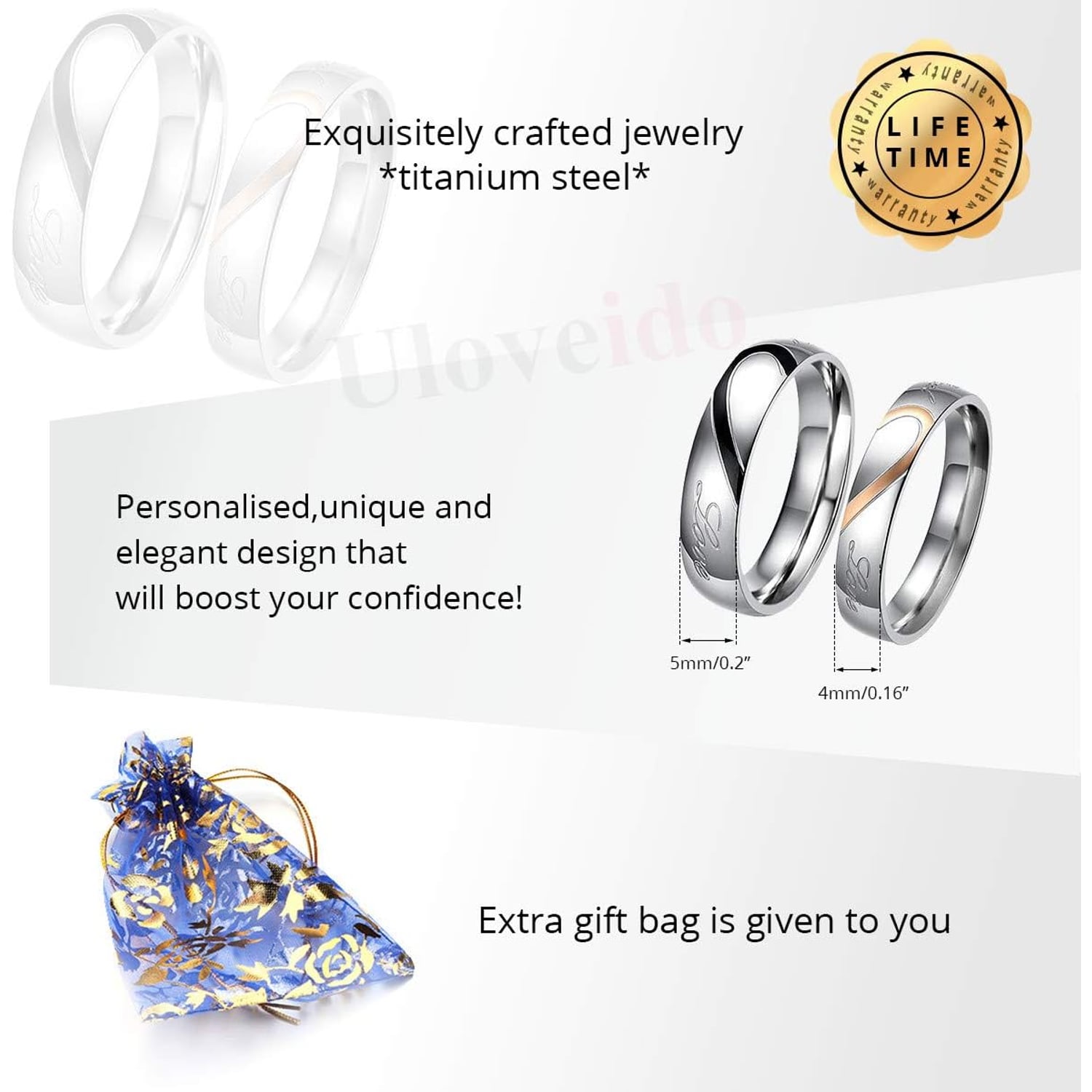 Engraved Couples Titanium Rings: image 7