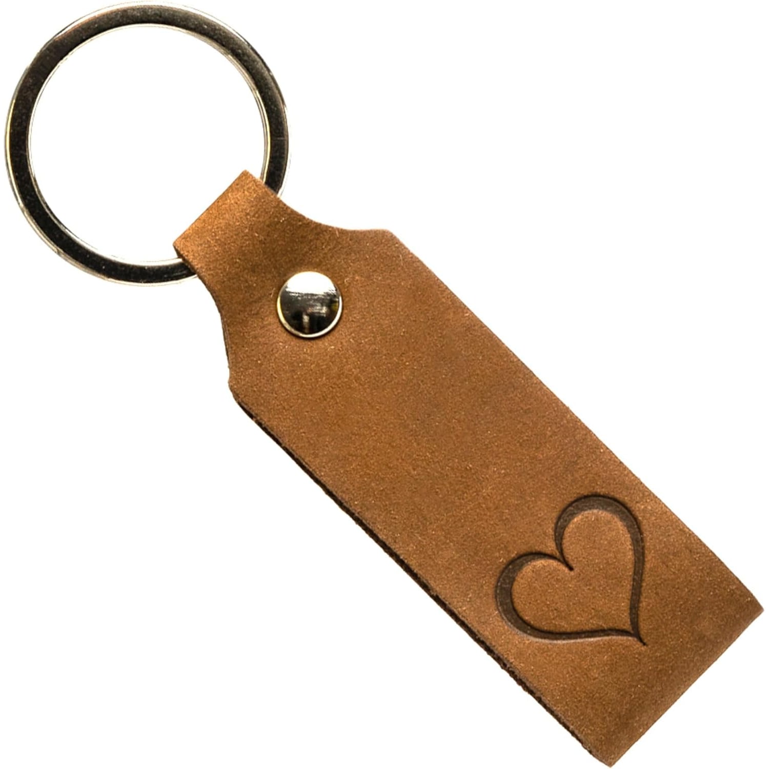 Engraved Leather Heart Keyring