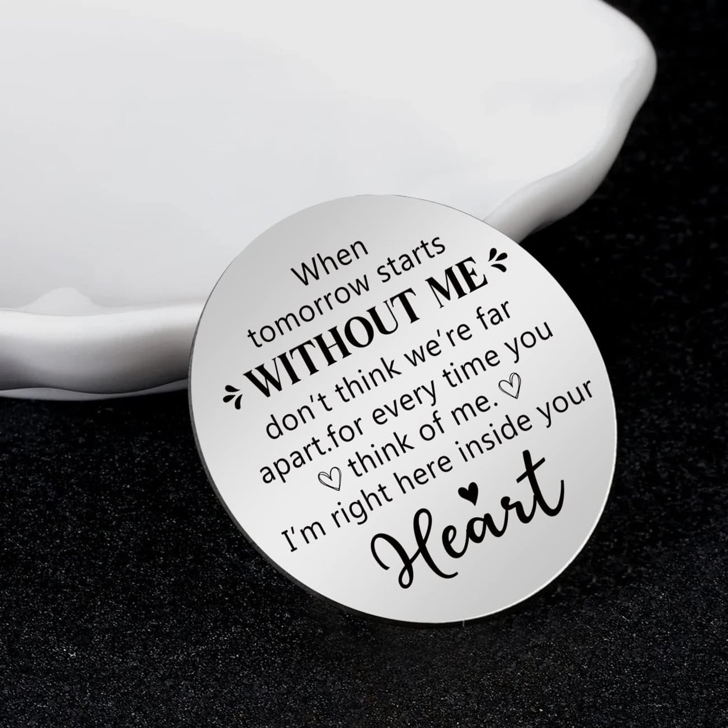 Engraved Pocket Hug Keyring with Stainless Steel Keepsake Token: image 2