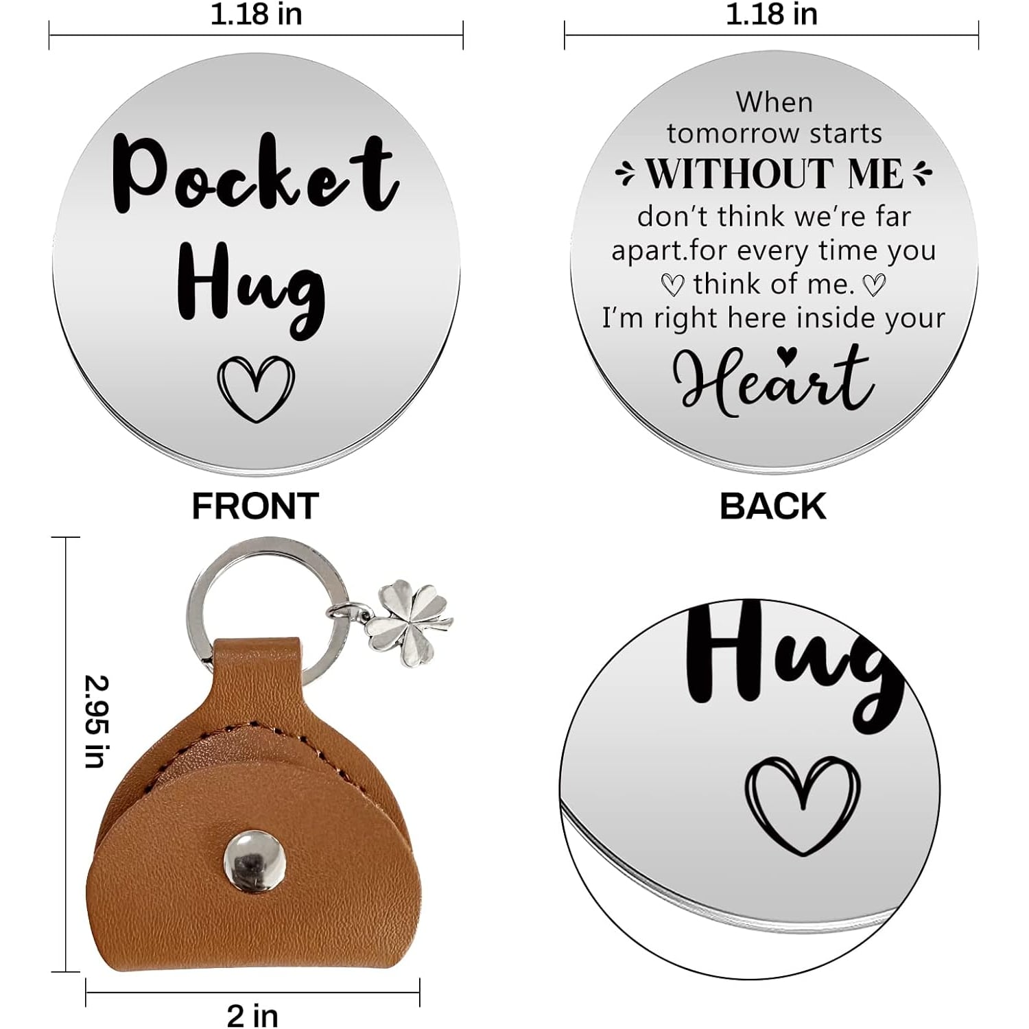 Engraved Pocket Hug Keyring with Stainless Steel Keepsake Token: image 6