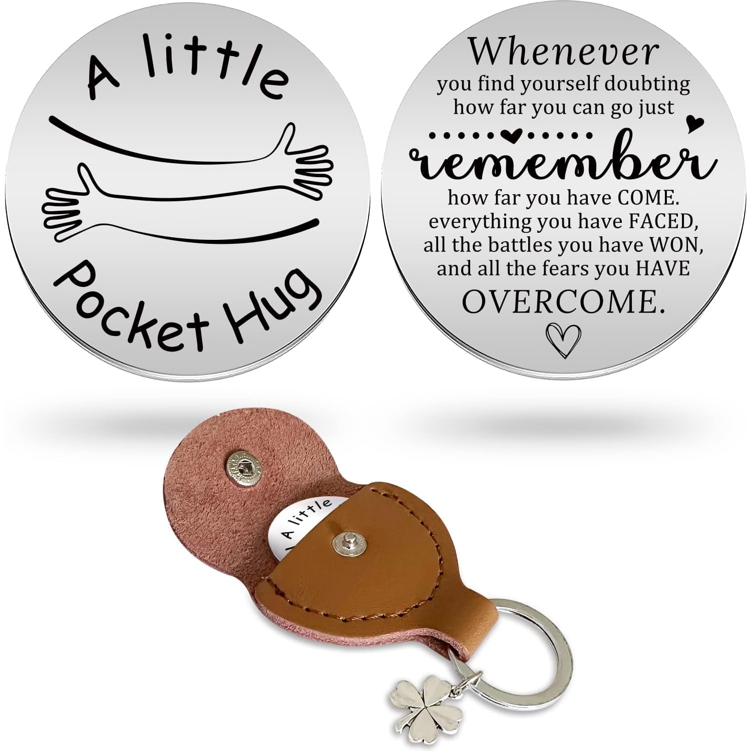 Engraved Pocket Hug Keyring with Stainless Steel Keepsake Token: image 7