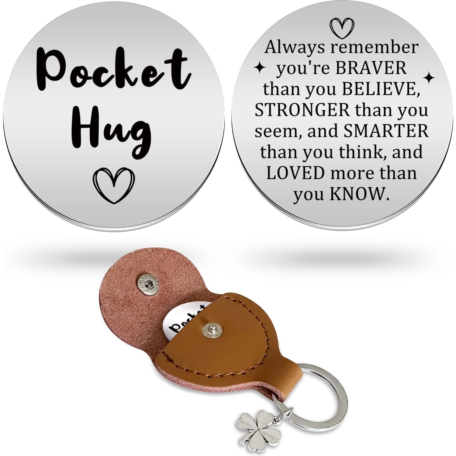 Engraved Pocket Hug Keyring with Stainless Steel Keepsake Token: image 8
