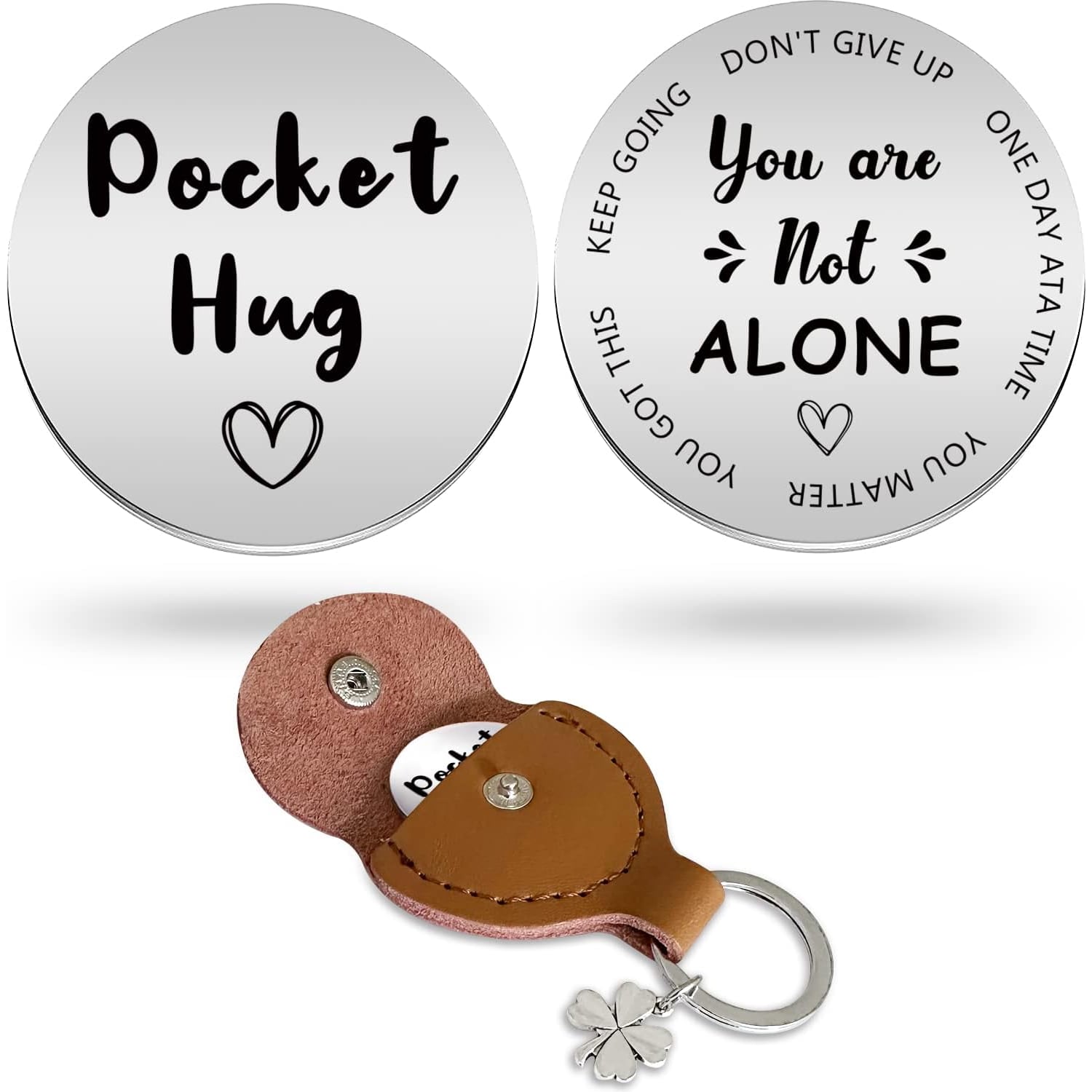 Engraved Pocket Hug Keyring with Stainless Steel Keepsake Token: image 9