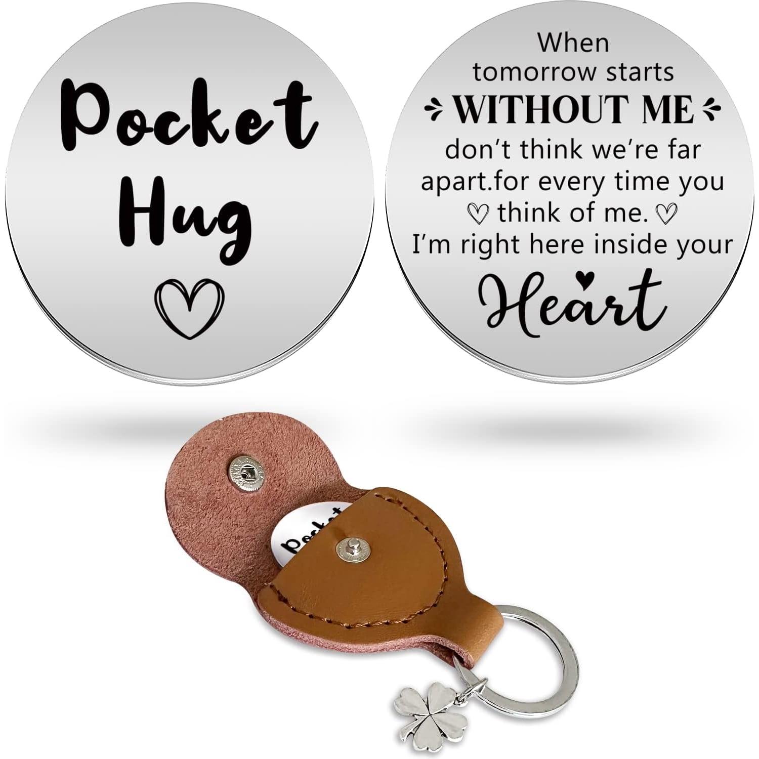 Engraved Pocket Hug Keyring with Stainless Steel Keepsake Token
