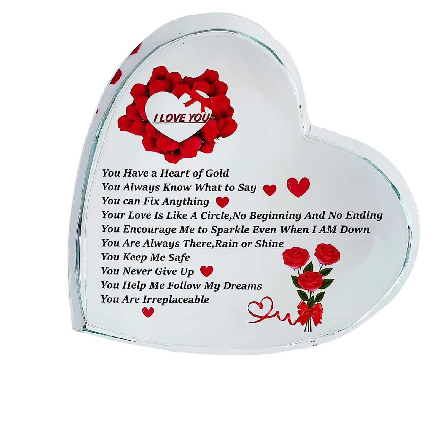 10 Reasons I Love You Engraved Crystal Heart Keepsake