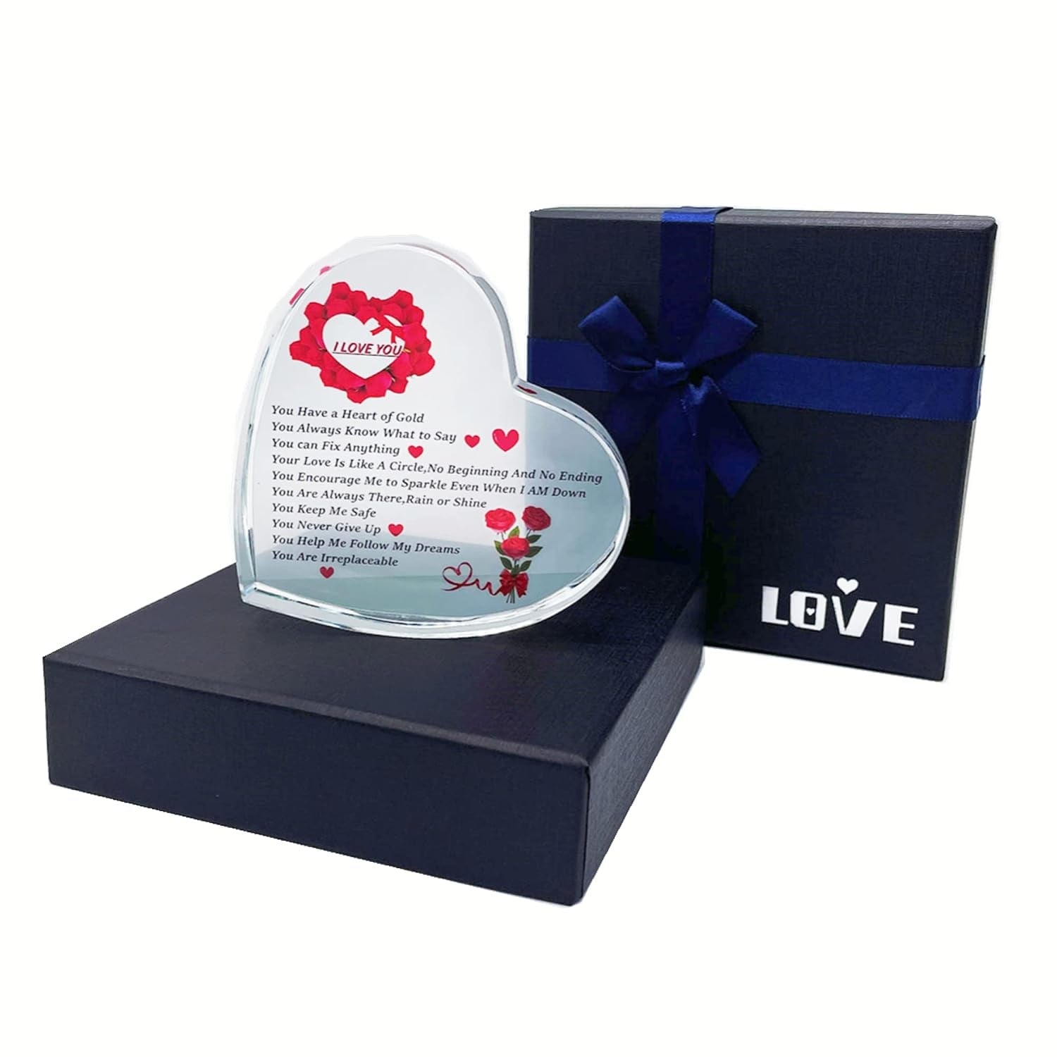 10 Reasons I Love You Engraved Crystal Heart Keepsake