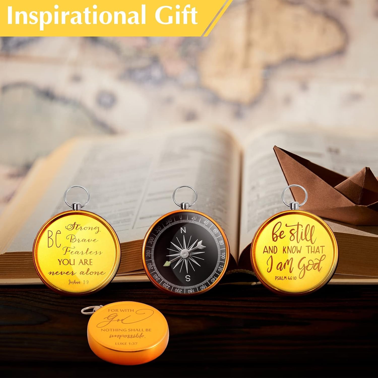 Bible Verse Engraved Compass Set