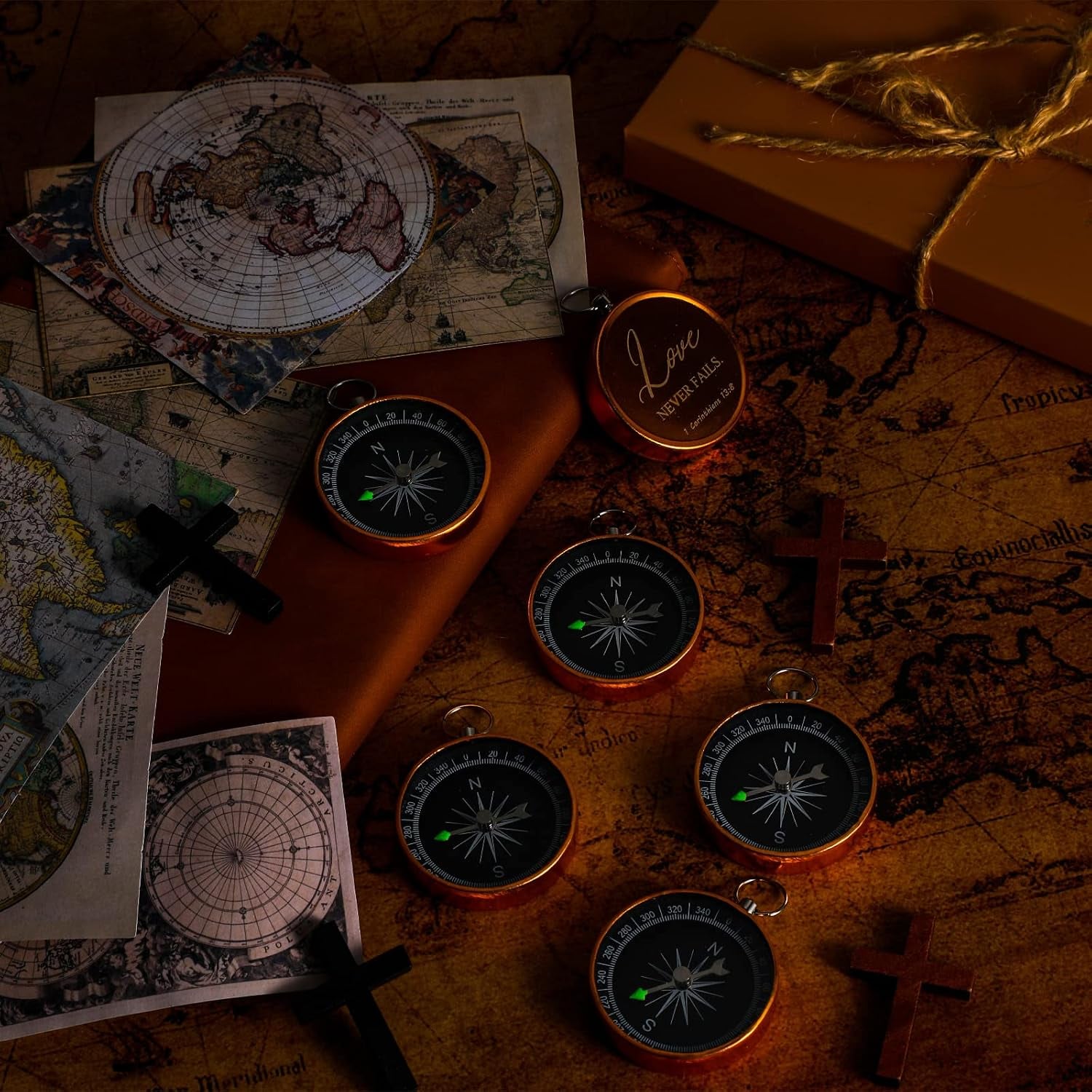 Bible Verse Engraved Compass Set