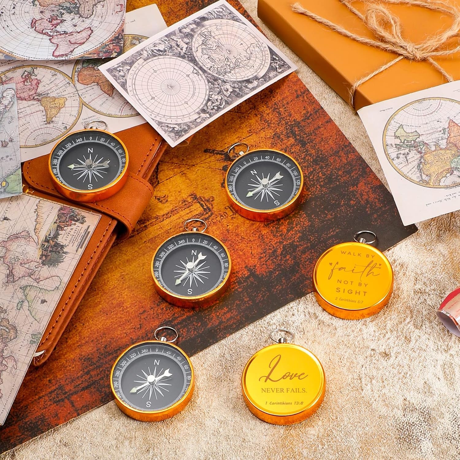 Bible Verse Engraved Compass Set
