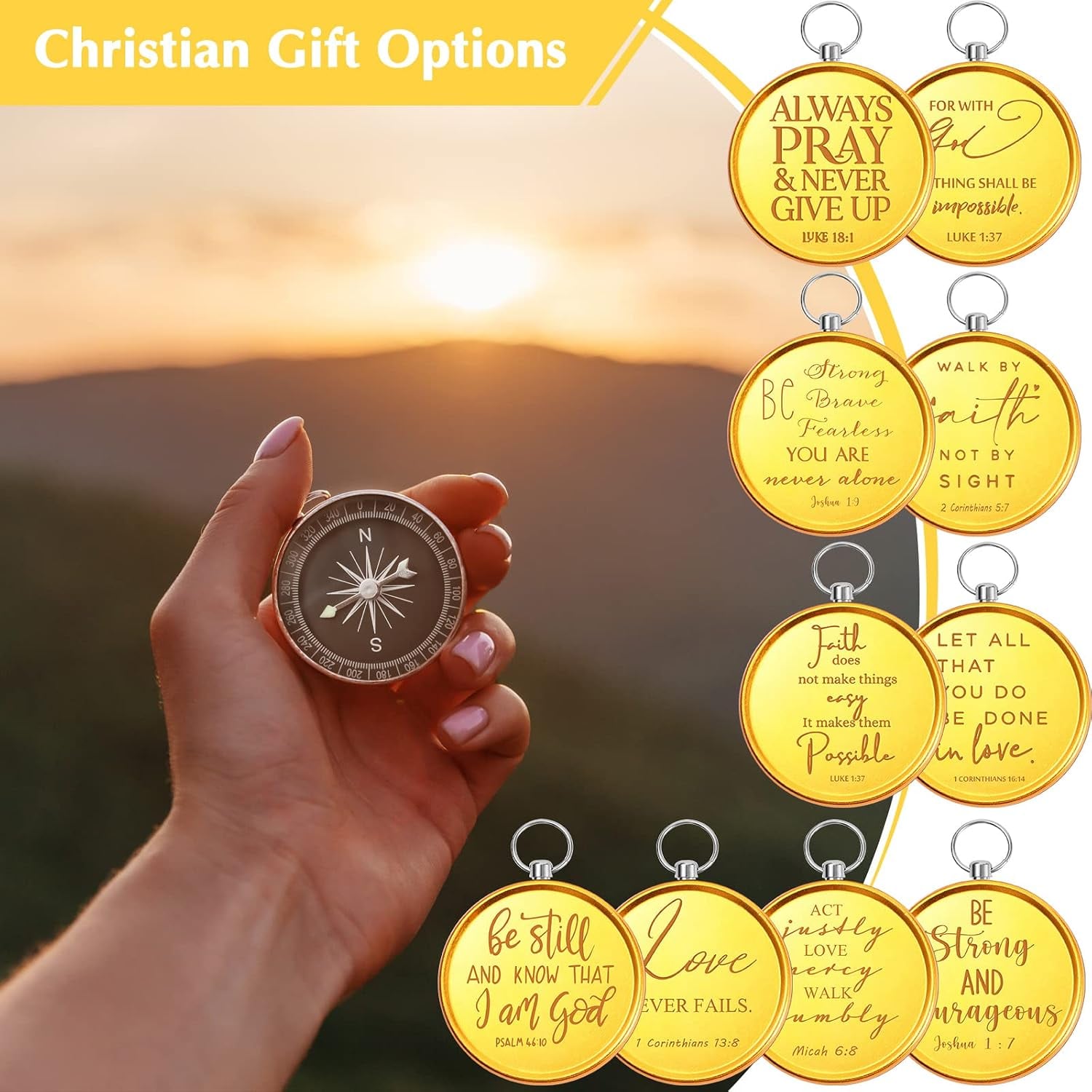 Bible Verse Engraved Compass Set