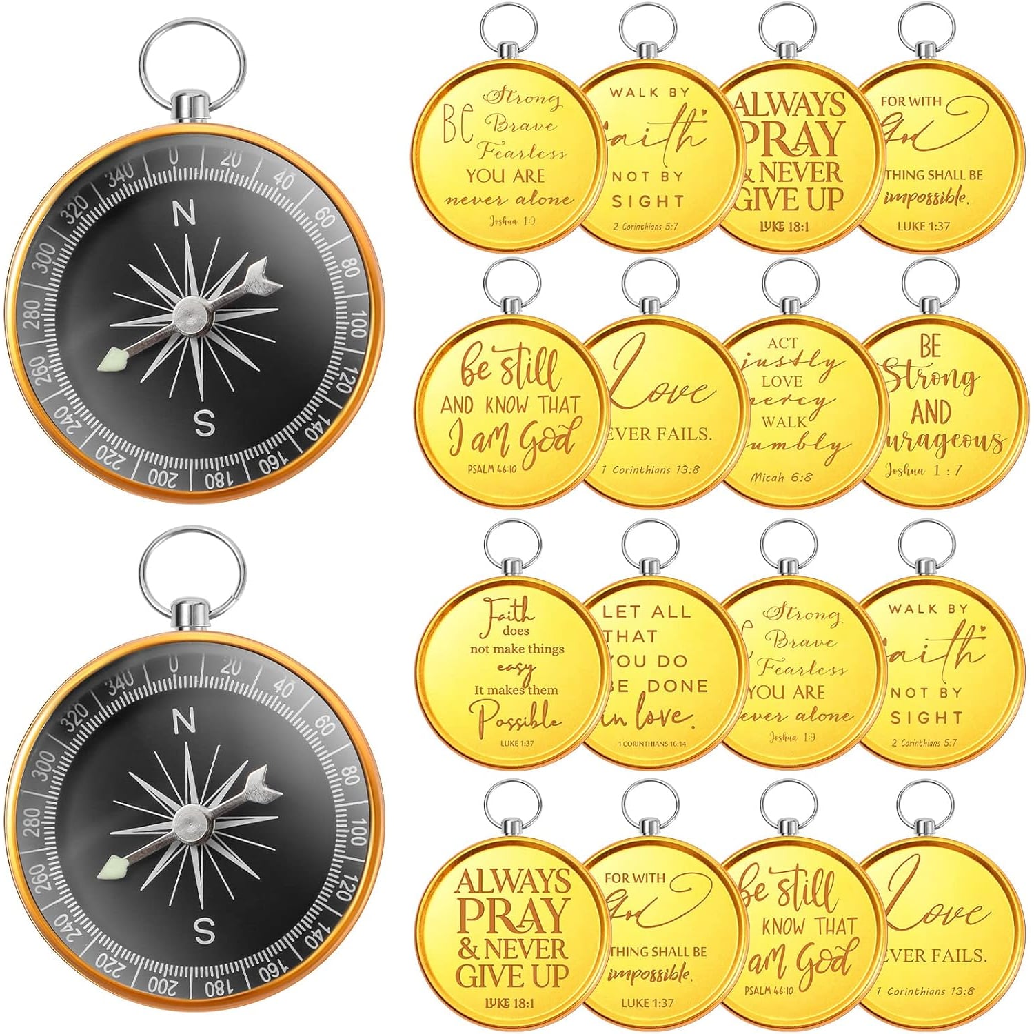 Bible Verse Engraved Compass Set