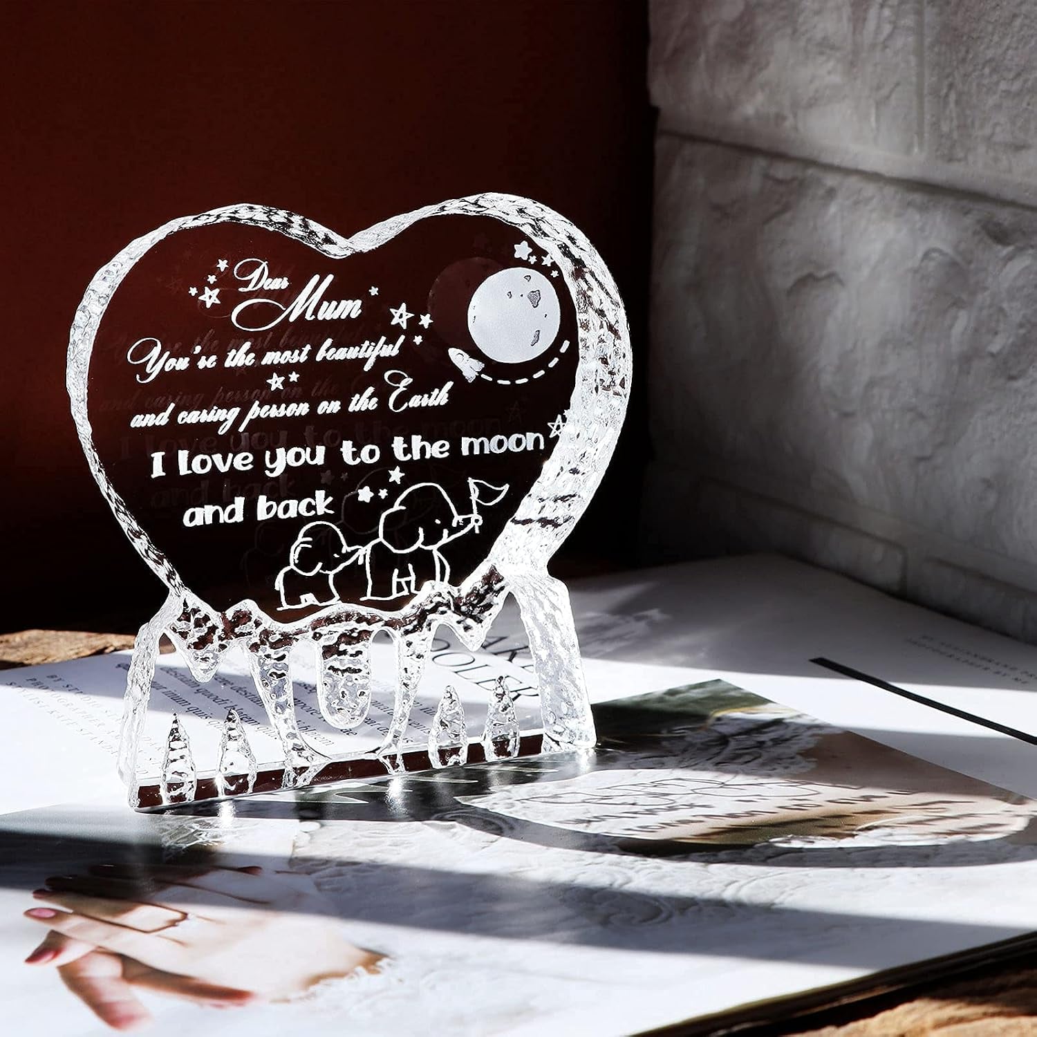 Engraved Crystal Plaque for Mum