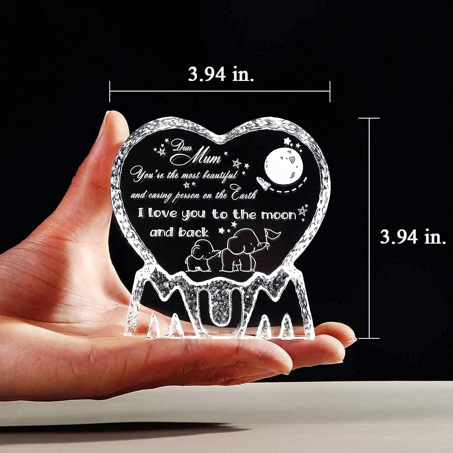 Engraved Crystal Plaque for Mum