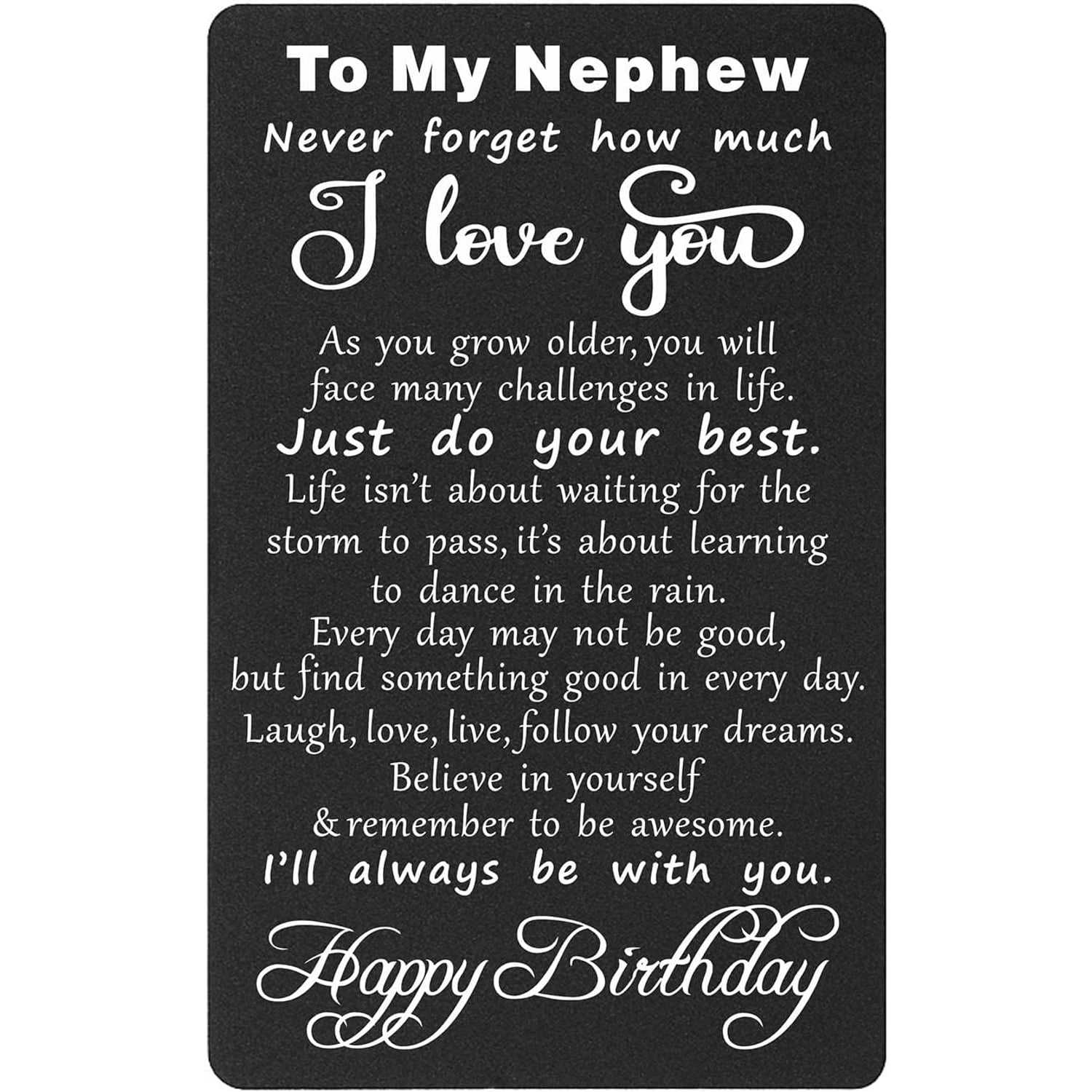 Niece Engraved Wallet Card with Birthday Message