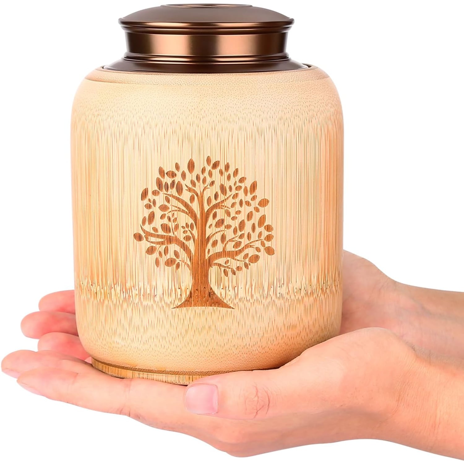 Engraved Bamboo Keepsake Urn with Tree of Life Design