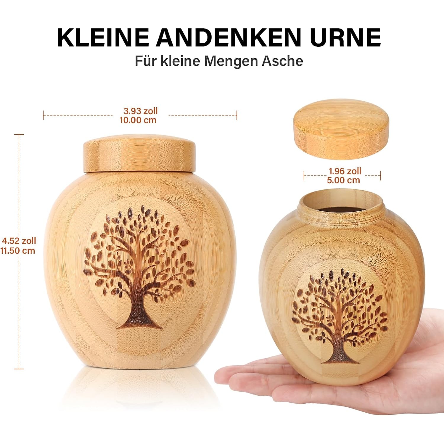 Engraved Bamboo Keepsake Urn with Tree of Life Design