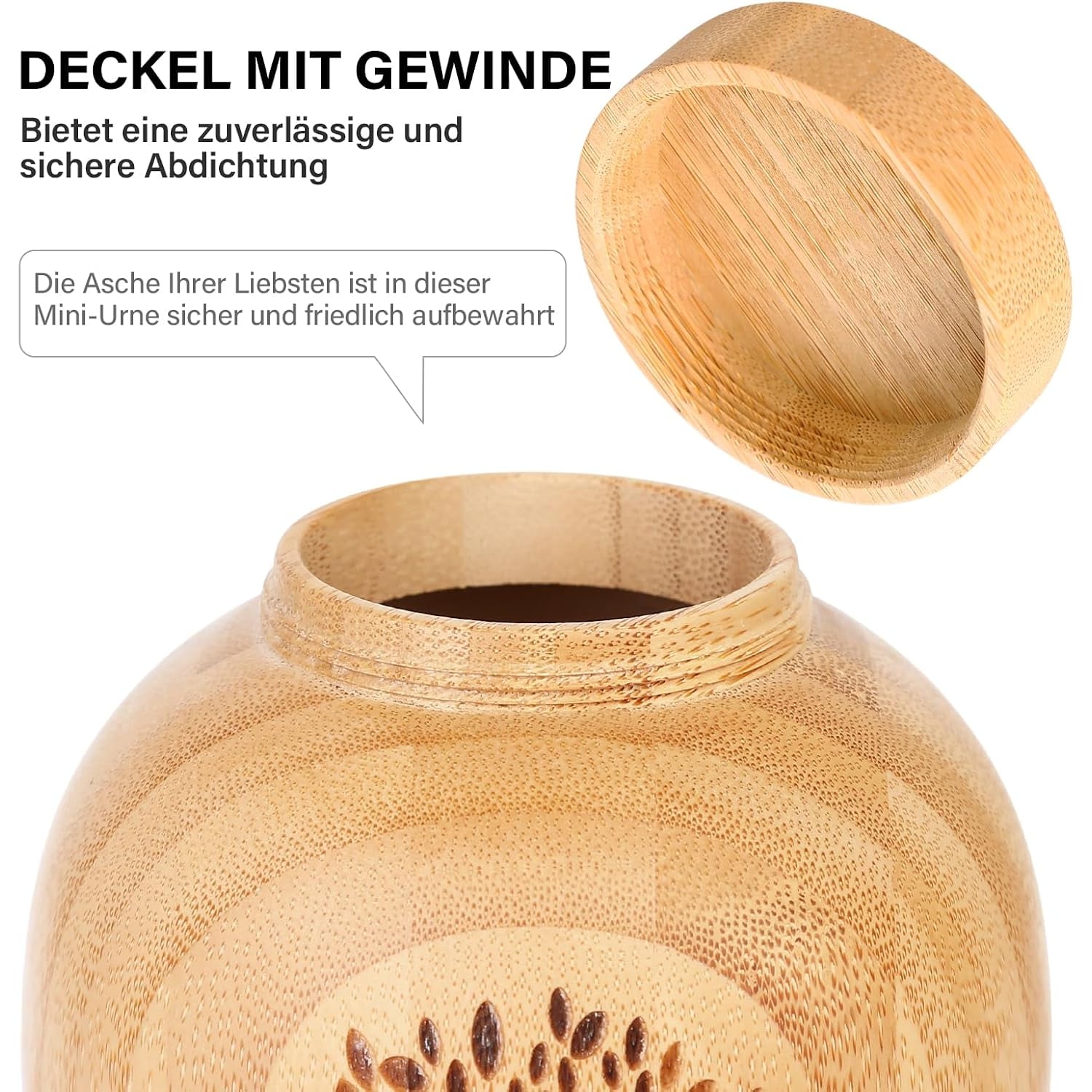 Engraved Bamboo Keepsake Urn with Tree of Life Design