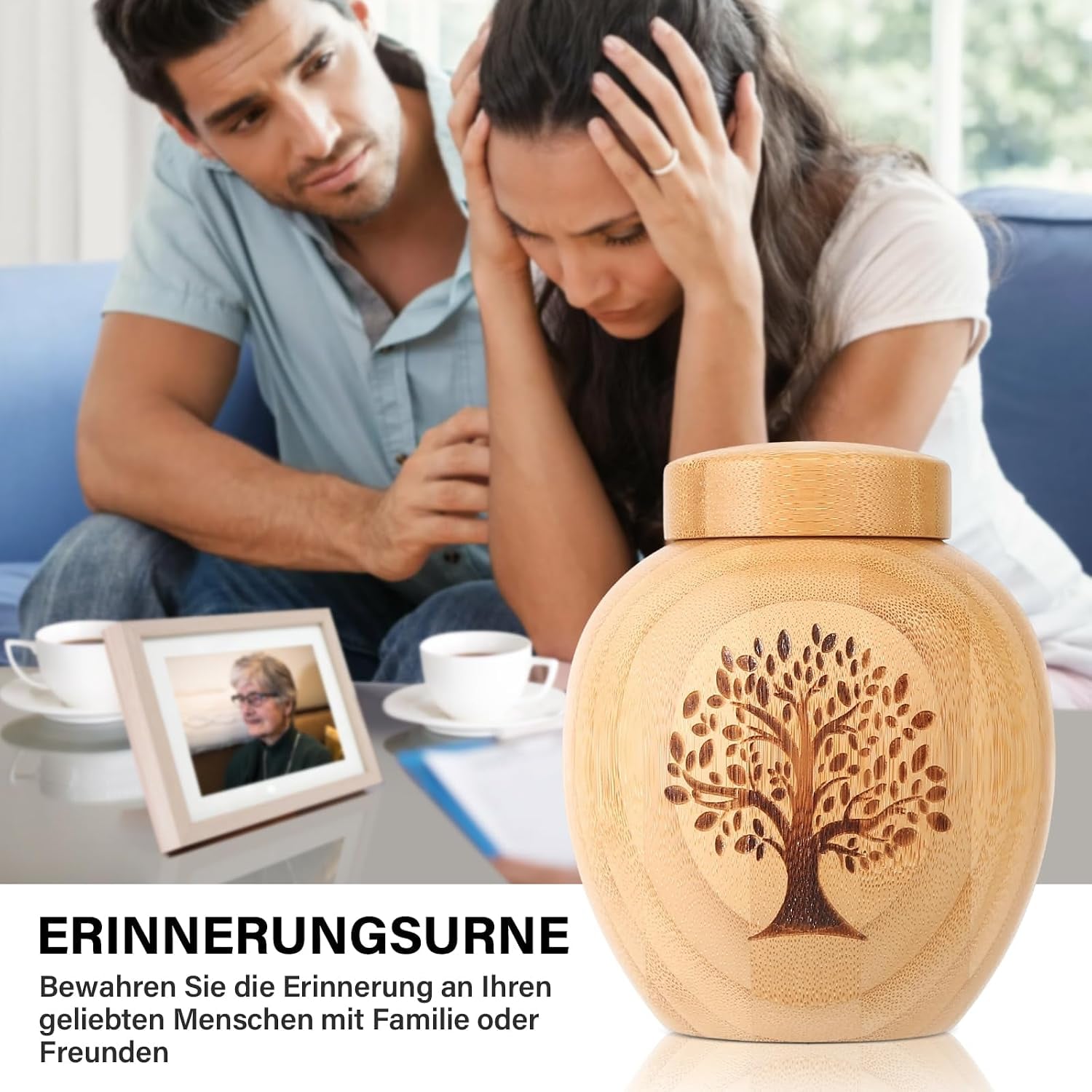 Engraved Bamboo Keepsake Urn with Tree of Life Design: image 7
