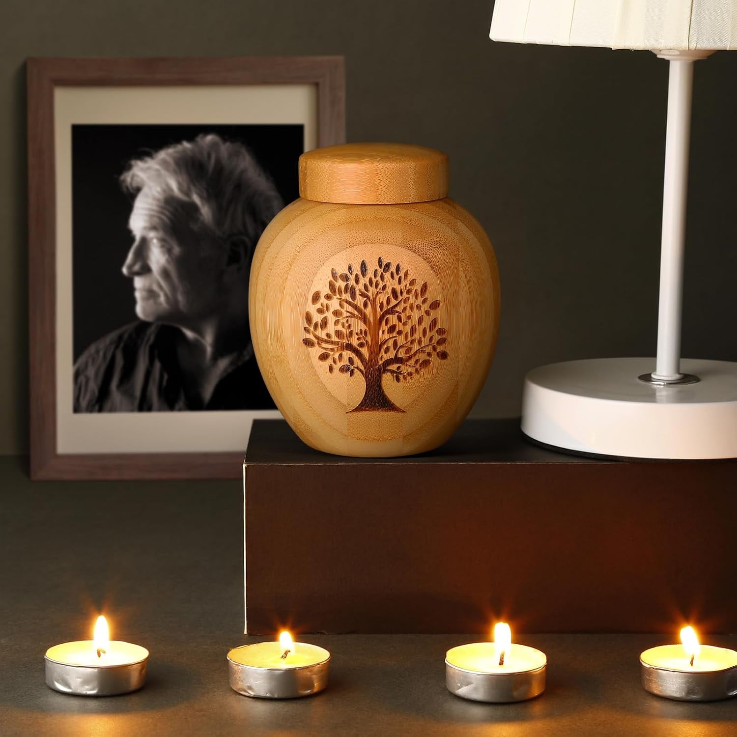 Engraved Bamboo Keepsake Urn with Tree of Life Design: image 8