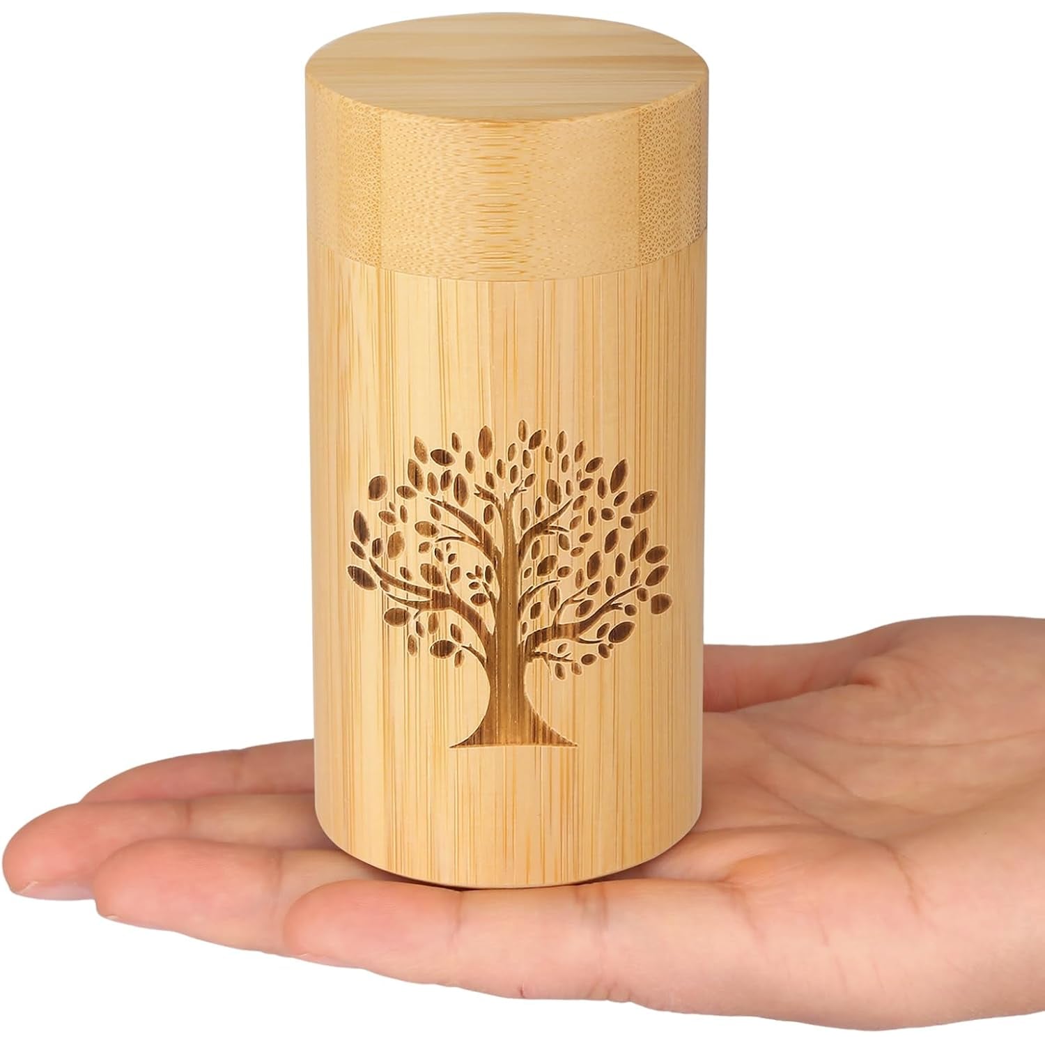 Engraved Bamboo Keepsake Urn with Tree of Life Design: image 9