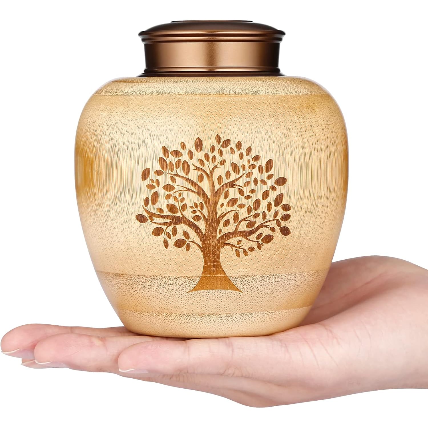 Engraved Bamboo Keepsake Urn with Tree of Life Design: image 10