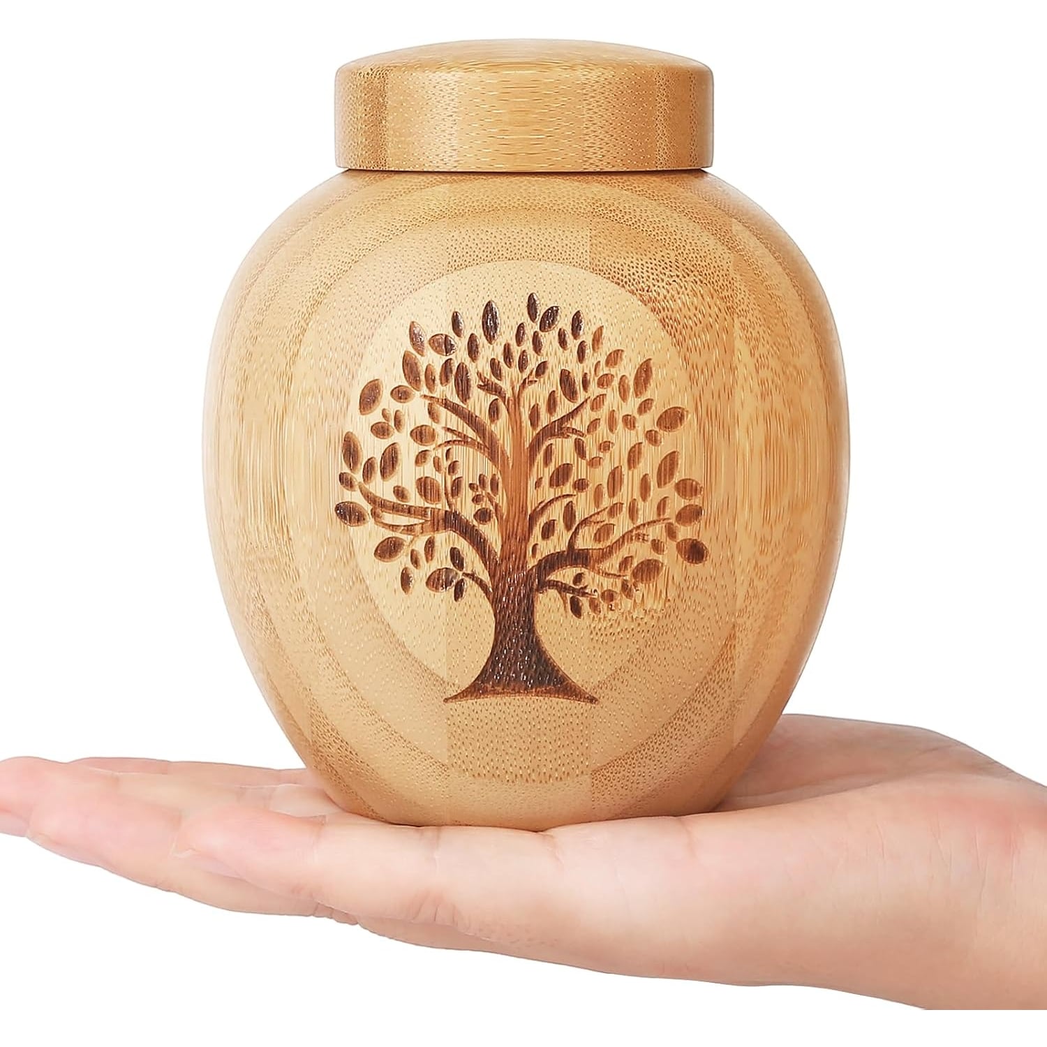 Engraved Bamboo Keepsake Urn with Tree of Life Design